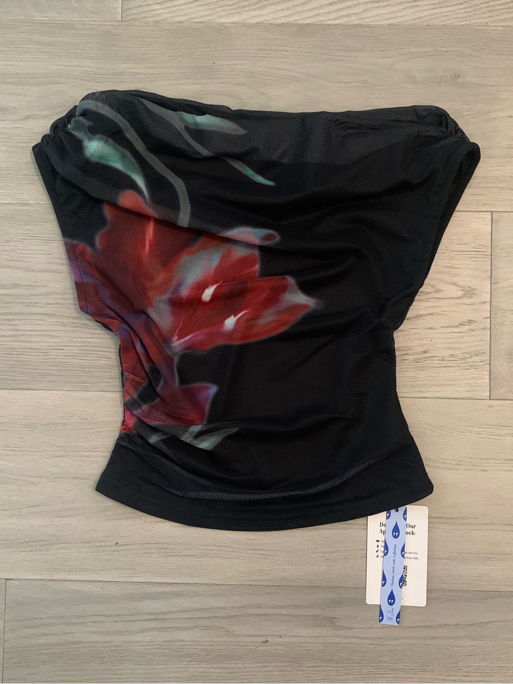 NWT Cider Black Floral Off Shoulder Top S